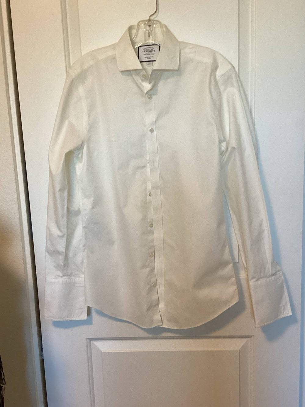 Charles Tyrwhitt white dress shirt with spread collar and French cuffs 15